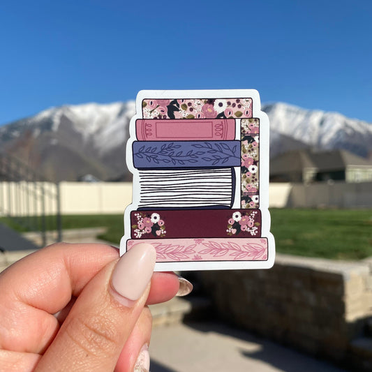 Book stack floral magnet