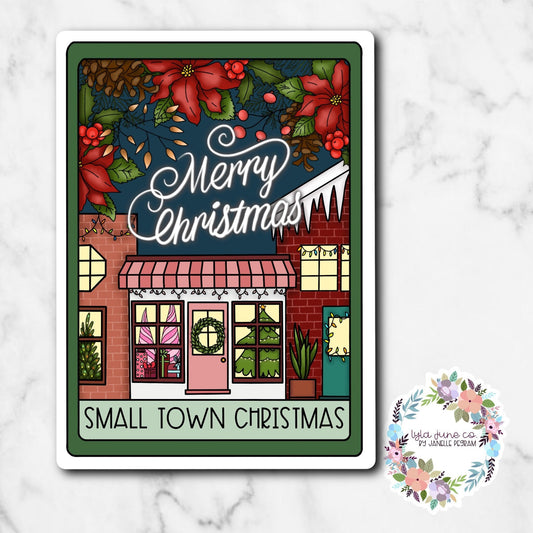 Small Town Christmas Tarot Card sticker