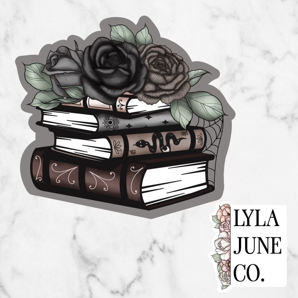 Dark Floral Book Stack sticker