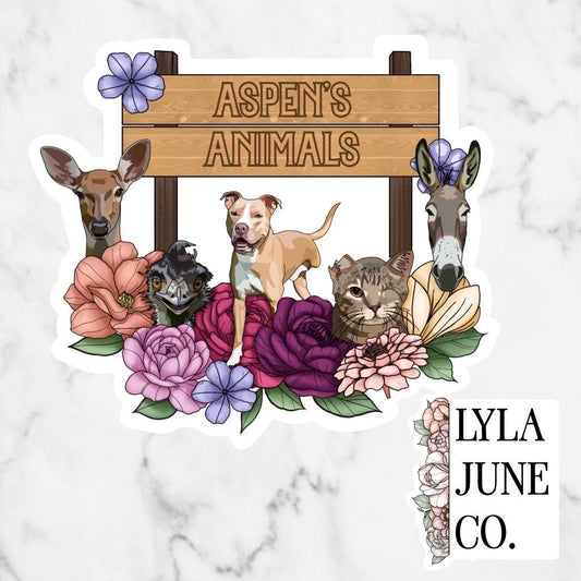 Aspen’s Animals sticker from Shadows of You by Catherine Cowles