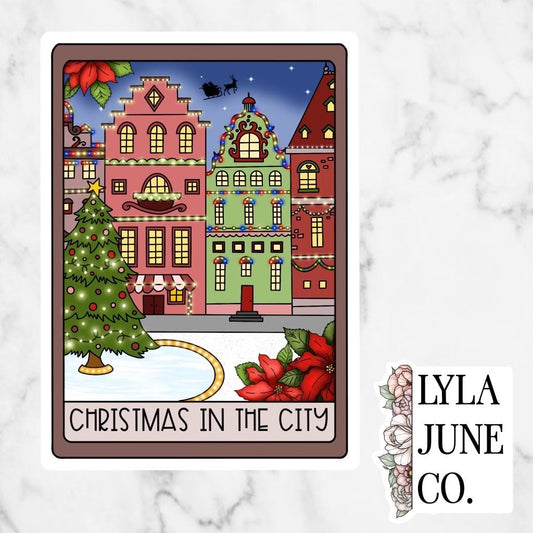 Christmas In the City Tarot Card holiday sticke