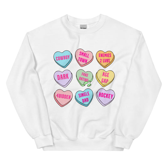 Romance Tropes Candy Hearts Valentines Unisex Sweatshirt