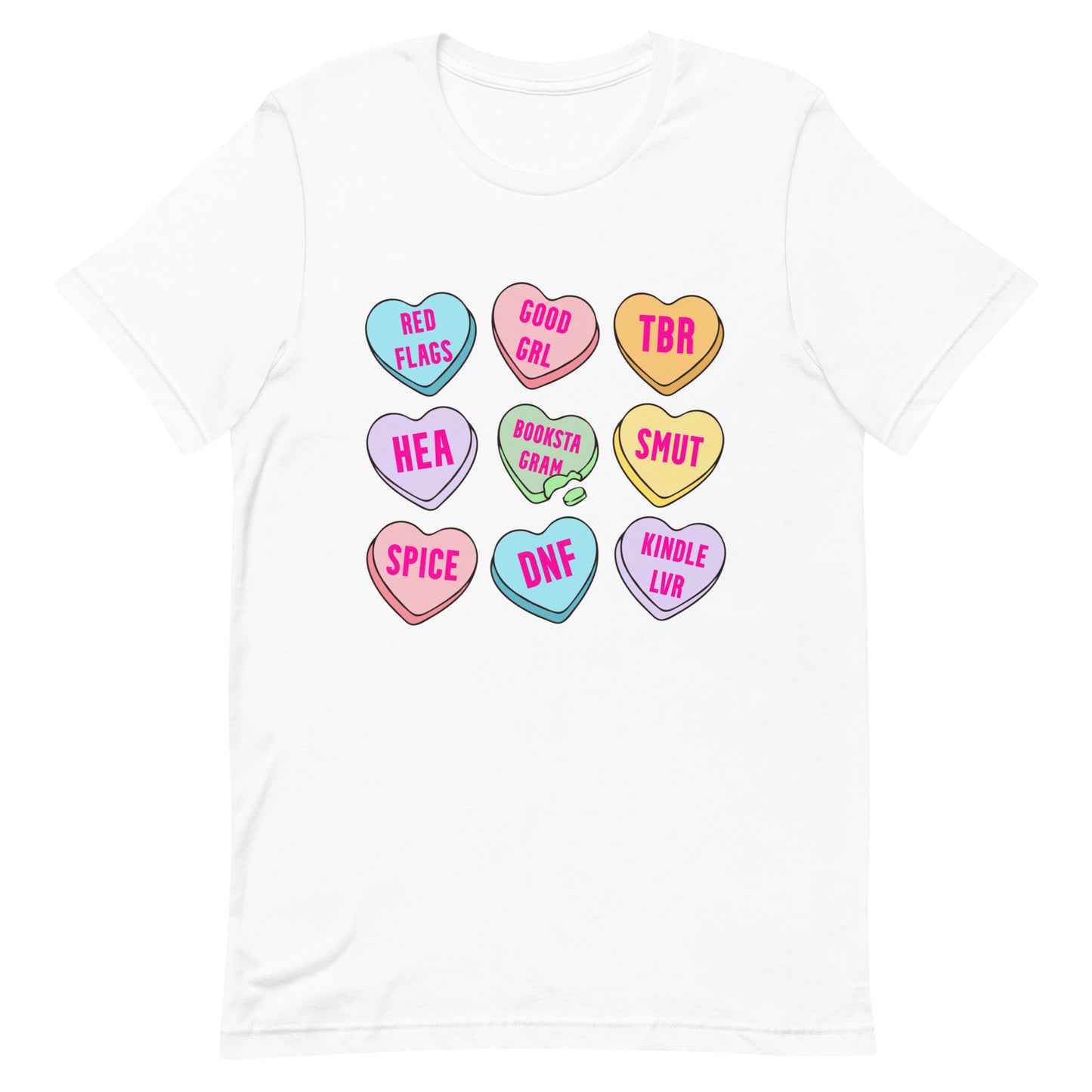 Bookstagram Candy Hearts Valentines Unisex t-shirt