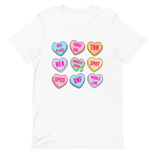 Bookstagram Candy Hearts Valentines Unisex t-shirt